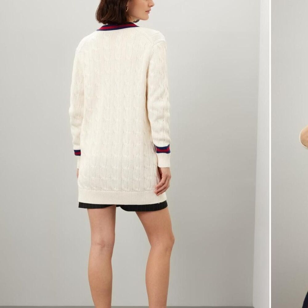 Polo Ralph Lauren Cable Knit Cricket Cardigan - Cream - Size Large - Picture 4 of 8